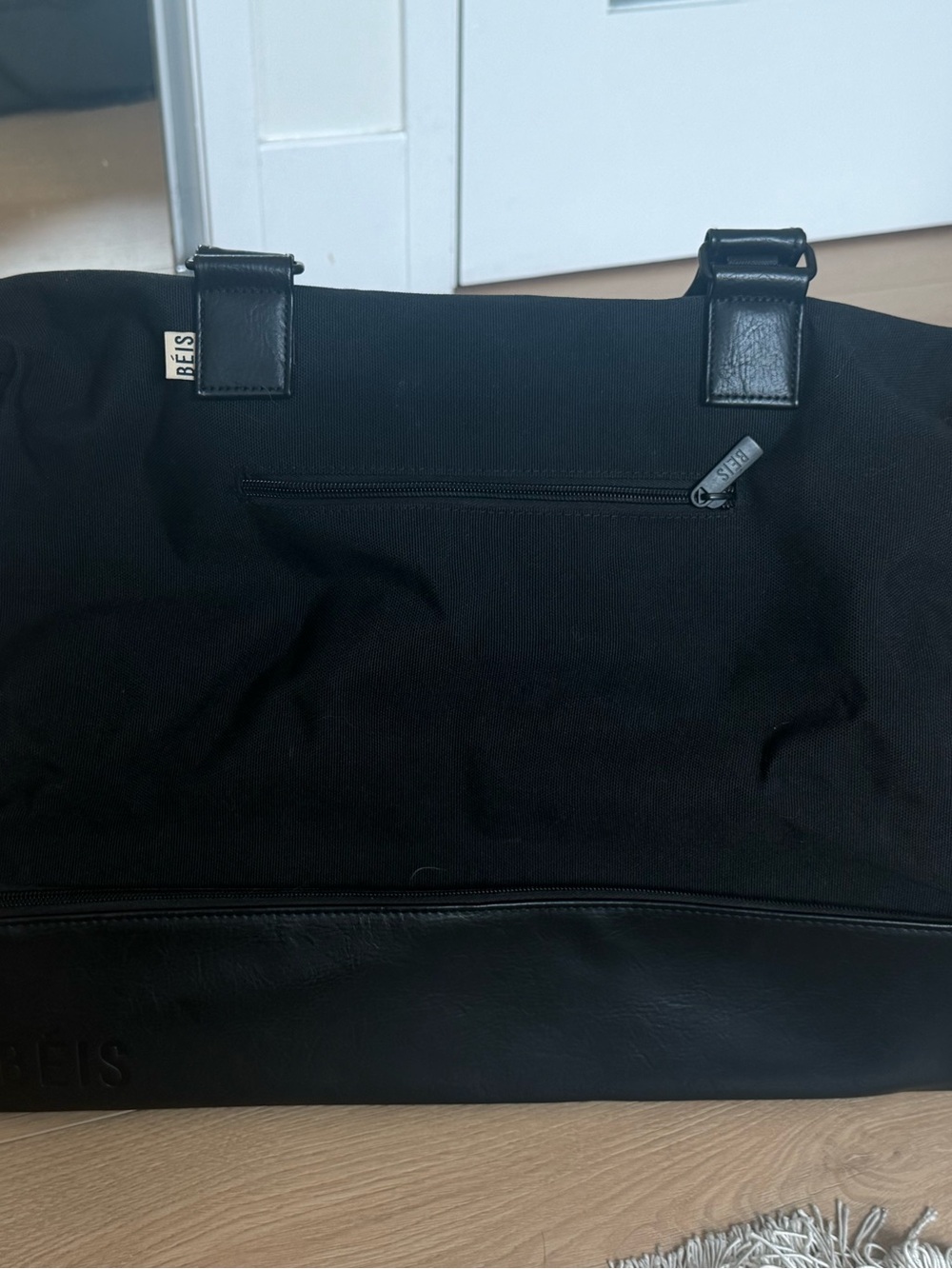 BEIS The Weekender Black Travel Bag Carry On Overnight Tote